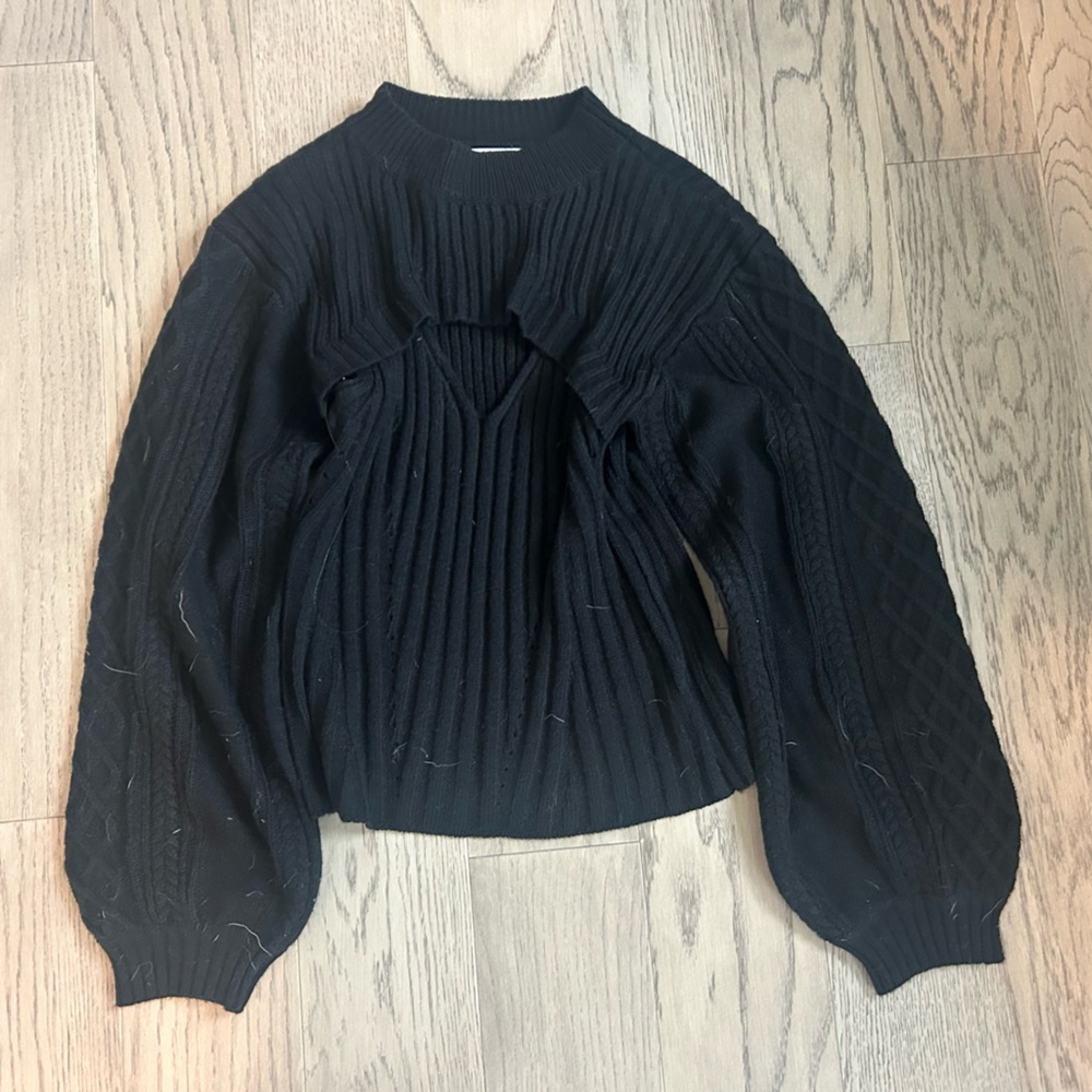 Astr Black Ribbed Knit Sweater